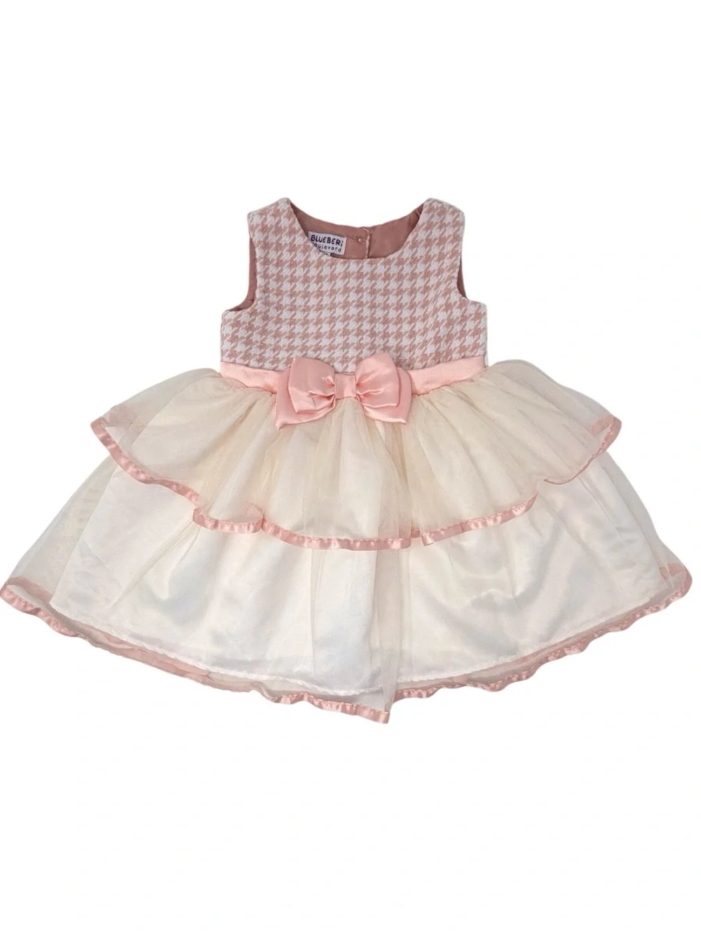 Blueberi Boulevard dress w/plaid bodice layered tulle skirt & satin bow size 2T